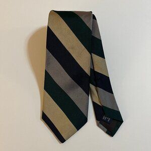 Jacobs Roberts vintage silk Three Thread English Repp 56" Blue Green Gray stripe